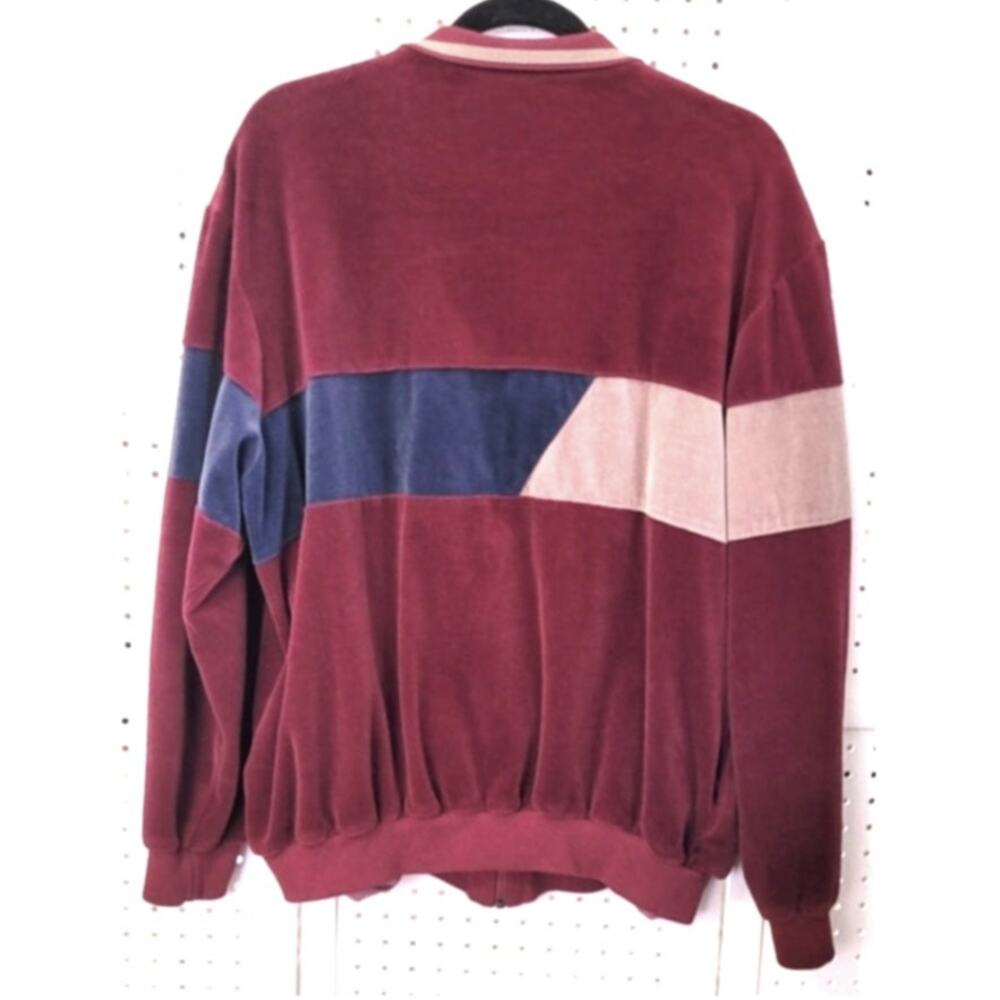 Vtg Jantzen Men's Track Jacket XL USA Bomber Colorblock Velour 80s 90s Hip Hop - Picture 6 of 8